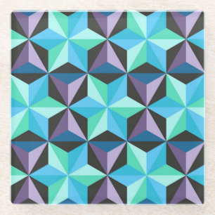 Stars Abstract Geometric Patchwork Glass Coaster