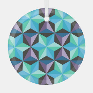 Stars Abstract Geometric Patchwork Glass Tree Decoration