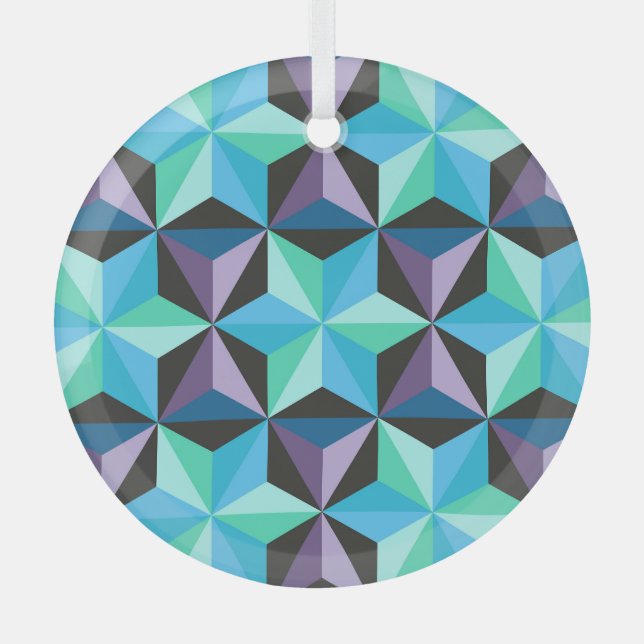 Stars Abstract Geometric Patchwork Glass Tree Decoration (Front)