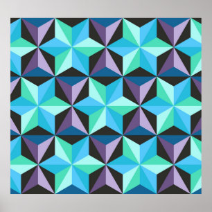 Stars Abstract Geometric Patchwork Poster