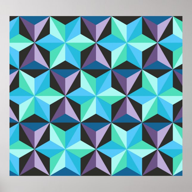Stars Abstract Geometric Patchwork Poster (Front)