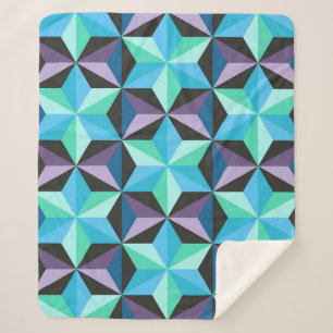 Stars Abstract Geometric Patchwork Sherpa Blanket