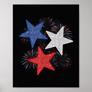 Stars American Flag Fireworks 4th Of July Independ Poster
