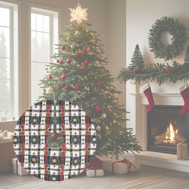 Stars and Arrows Christmas Plaid Brushed Polyester Tree Skirt (Creator Uploaded)