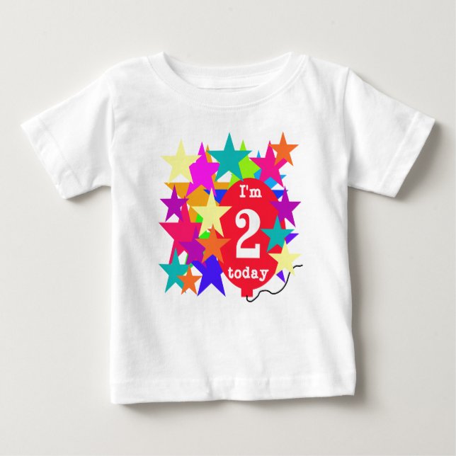 Stars and Balloon 2nd Birthday Baby T-Shirt (Front)