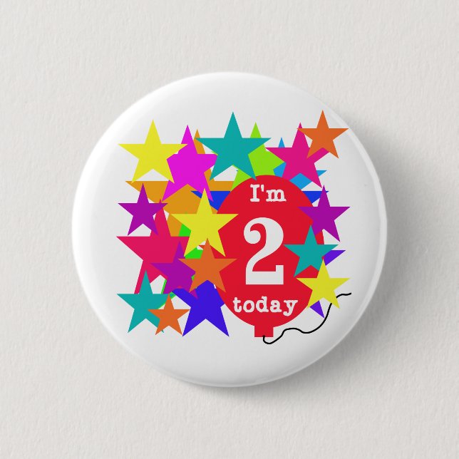 Stars and Balloon 2nd Birthday T-shirts and Gifts 6 Cm Round Badge (Front)