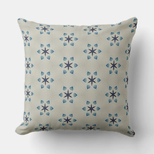Stars and Blue Hearts Beige Throw Pillow