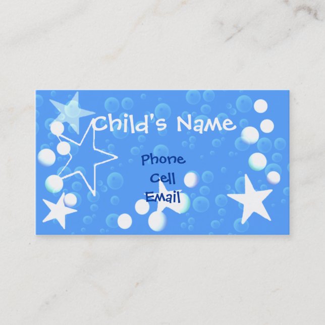 Stars and Bubbles Children's Calling Card (Front)