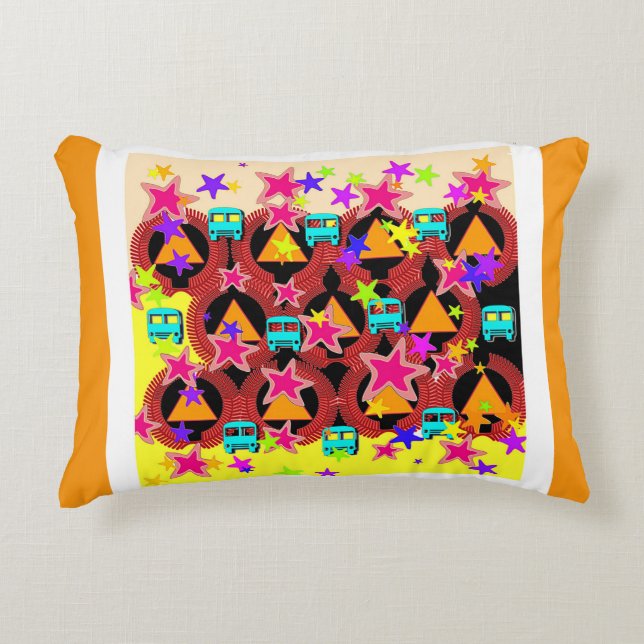 Stars And Buses Decorative Cushion (Front)