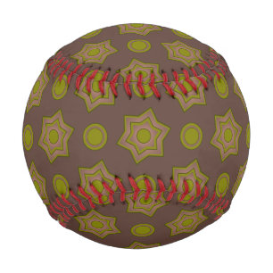 Stars and circles in brown and green baseball