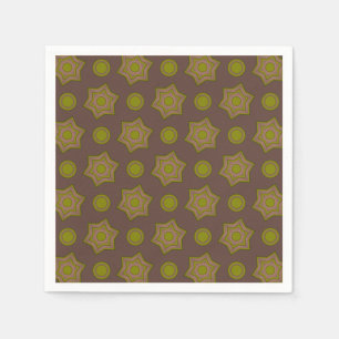 Stars and circles in brown and green napkin