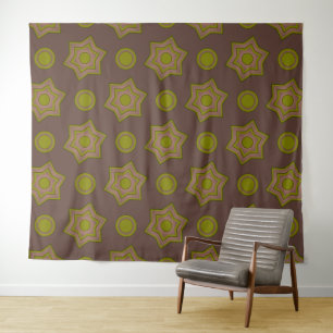 Stars and circles in brown and green tapestry