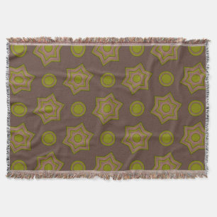 Stars and circles in brown and green throw blanket