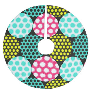 Stars and circles, multicolor pop pattern. brushed polyester tree skirt