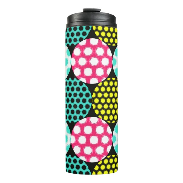 Stars and circles, multicolor pop pattern. thermal tumbler (Front)