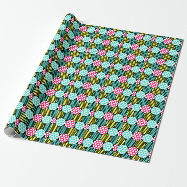 Stars and circles, multicolor pop pattern. wrapping paper (Unrolled)