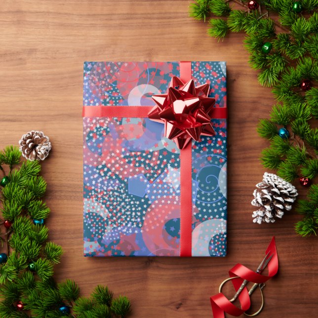 Stars and Circles, Random overlap Wrapping Paper (Holiday Gift)