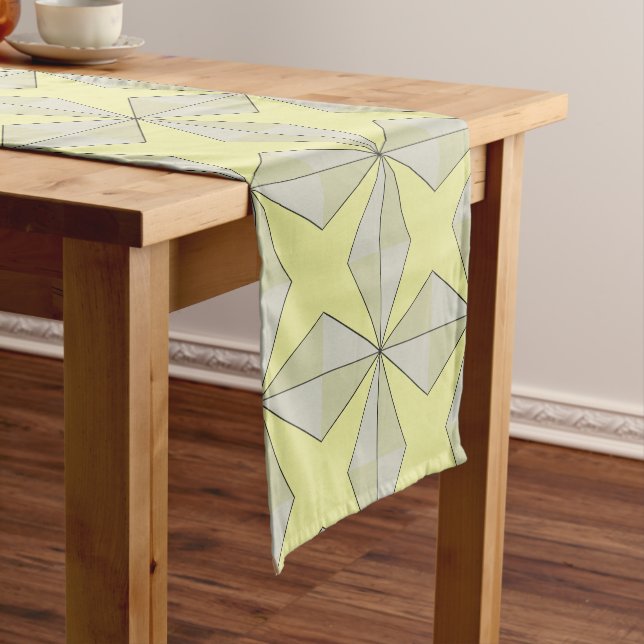 Stars and Diamonds Yellow Short Table Runner (In Situ)