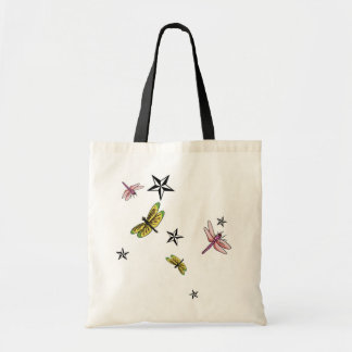 stars and dragonflies tote bag