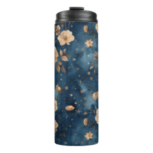 Stars And Flowers Floral Patterns Design Thermal Tumbler