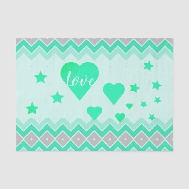 Stars And Heart Patterned Tissue Paper (Front)