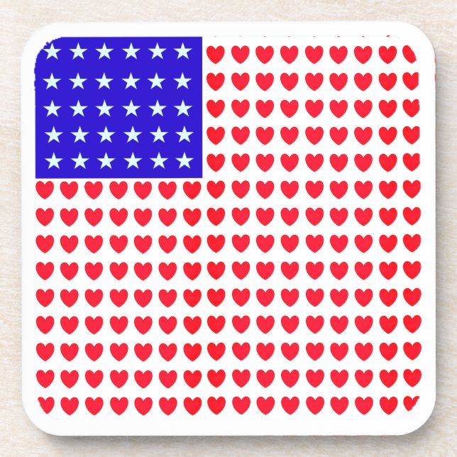 Stars and Hearts Flag Coaster (Front)