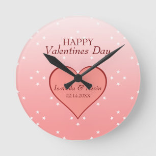 Stars And Hearts Round Clock
