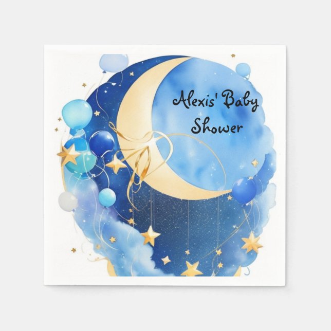 Stars and Moon Baby Shower Napkin (Front)