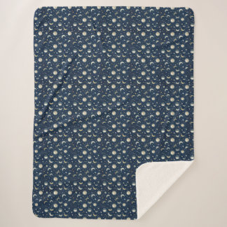 Stars and Moon Pattern Sherpa Blanket