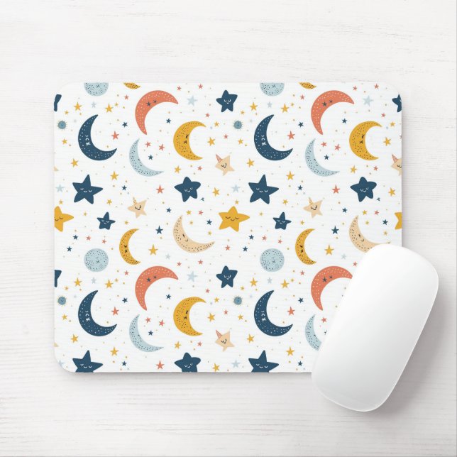 Stars and moons mouse pad (With Mouse)