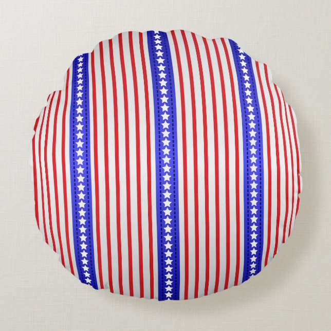 Stars and Pinstripes Round Cushion (Front)