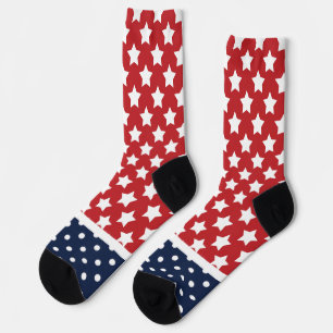 Stars and Polka Dots Red White Blue Socks