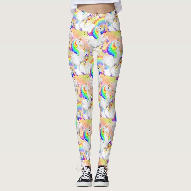 Stars and Rainbow Unicorn Princess of the Forest Leggings (Front)