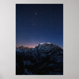 Stars and snowy mountains poster