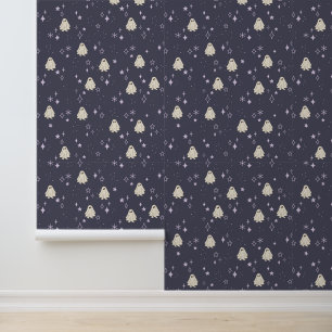 Stars and Sparkles Cute Ghost goth peel and stick Wallpaper