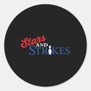 Stars And Strikes Bob Bowling Team American Colour Classic Round Sticker