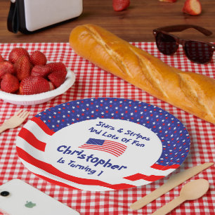 Stars and Stripes 1st Birthday Paper Plate