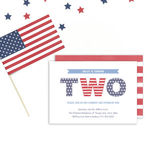 Stars And Stripes 2nd Birthday Party Invitation