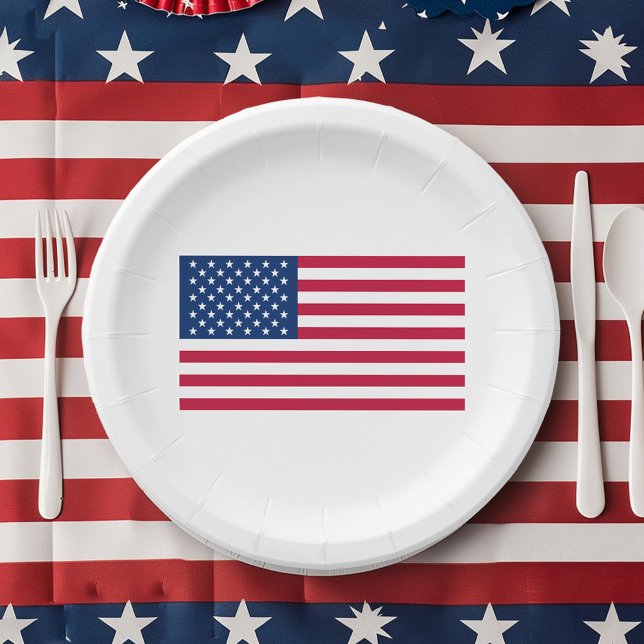 Stars And Stripes 4th Of July American Flag Paper Plate (Stars And Stripes 4th Of July American Flag Paper Plates)