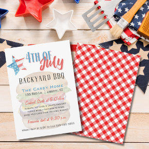 Stars and Stripes 4th of July Backyard BBQ Invitation