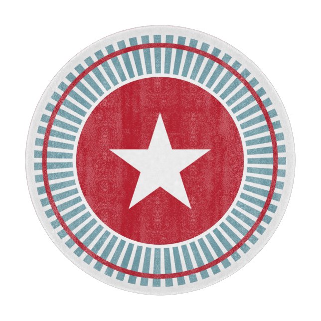 Stars and Stripes 4th of July Glass Cutting Board (Front)