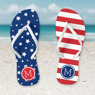 Stars and Stripes 4th of July Monogram Thongs