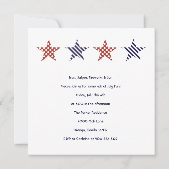 Stars and Stripes 4th of July Party Invitation (Front)