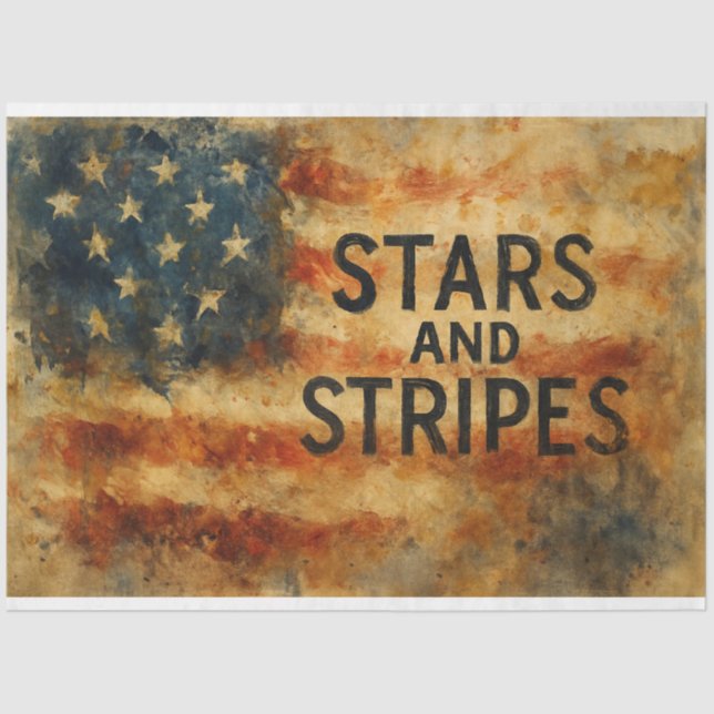 Stars and Stripes Abstracted Decoupage Paper  (Front)