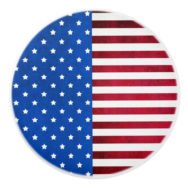 Stars and Stripes-American Flag by Shirley Taylor Ceramic Knob (Front)