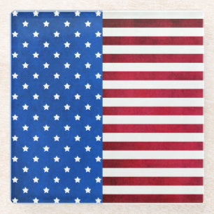 Stars and Stripes-American Flag by Shirley Taylor Glass Coaster