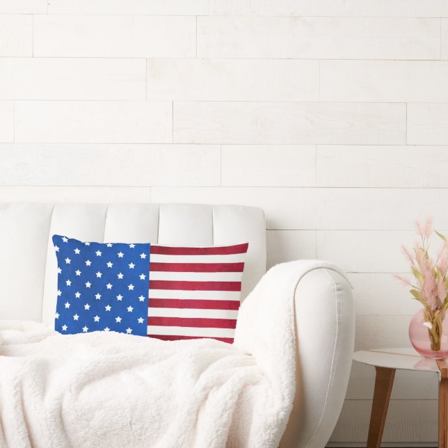 Stars and Stripes-American Flag by Shirley Taylor Lumbar Cushion (Couch)