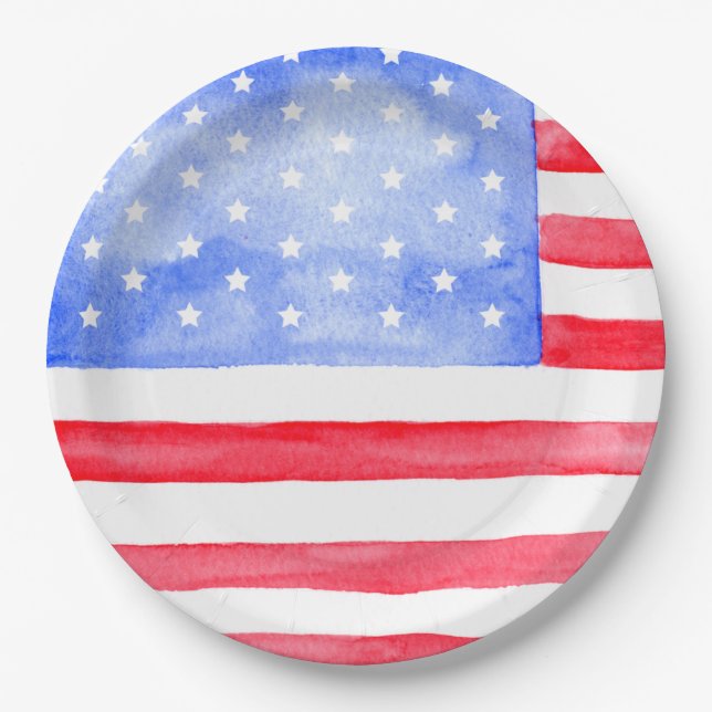 Stars and Stripes American Flag    Paper Plate (Front)