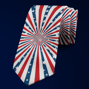 Stars And Stripes American Flag Pattern Tie