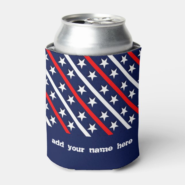 Stars and Stripes American Flag Personalised Can Cooler (Can Front)